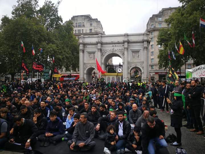 Replica of Imam Hussain Holy Grille in front of Marble Arch on Ashura