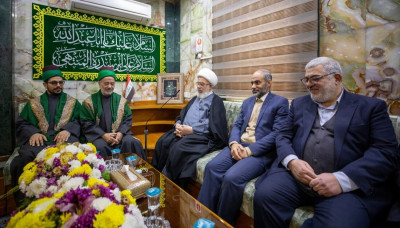 بالصور: بمناسبة ذكرى ولادة الإمام الحسين واخيه ابي الفضل العباس (ع).. نائب الأمين العام للعتبة الحسينية وعدد من رؤساء الأقسام يقدمون التهاني والتبريكات لممثل المرجعية العليا